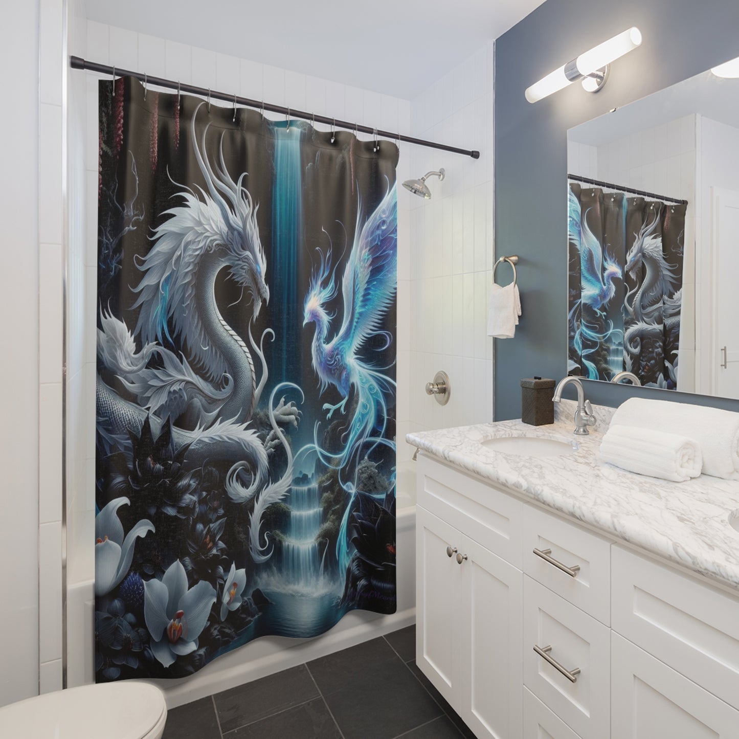 Dragon and Phoenix  shower curtain